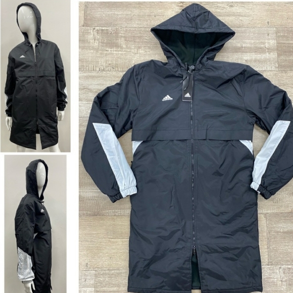 adidas Other - Adidas Unisex Swim Parka Black White Fleece Lined XL NWT